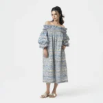 Hand Block Print Off Shoulder Dress