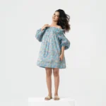 Hand Block Print Off Shoulder Dress