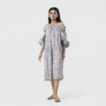 Hand Block Print Off Shoulder Dress