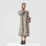 Hand Block Print Off Shoulder Dress