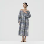 Hand Block Print Off Shoulder Dress